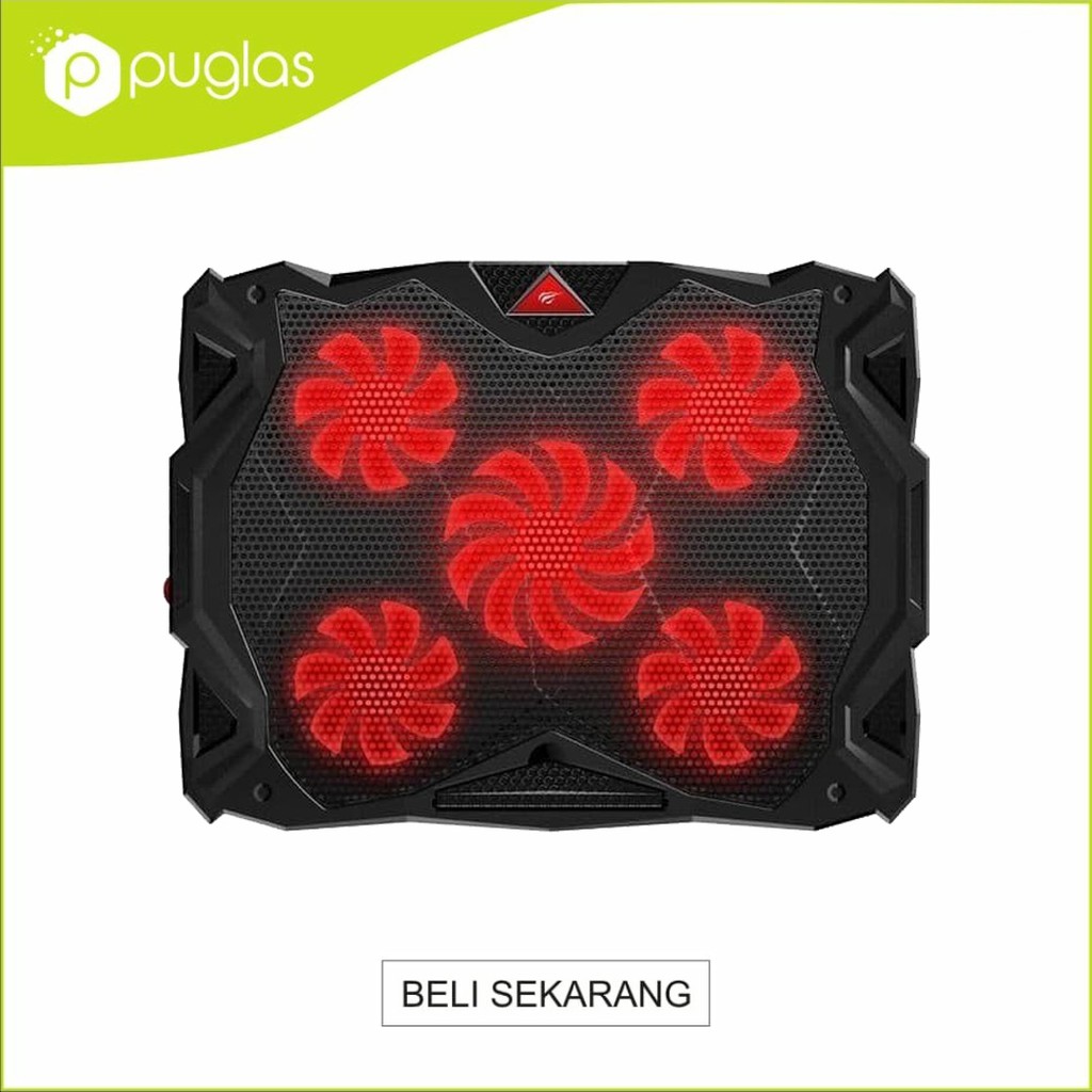 Cooling Pad Havit HV-F2068 5 Fan Laptop Cooler 14-17 Inch 2 USB Port / Kipas Laptop