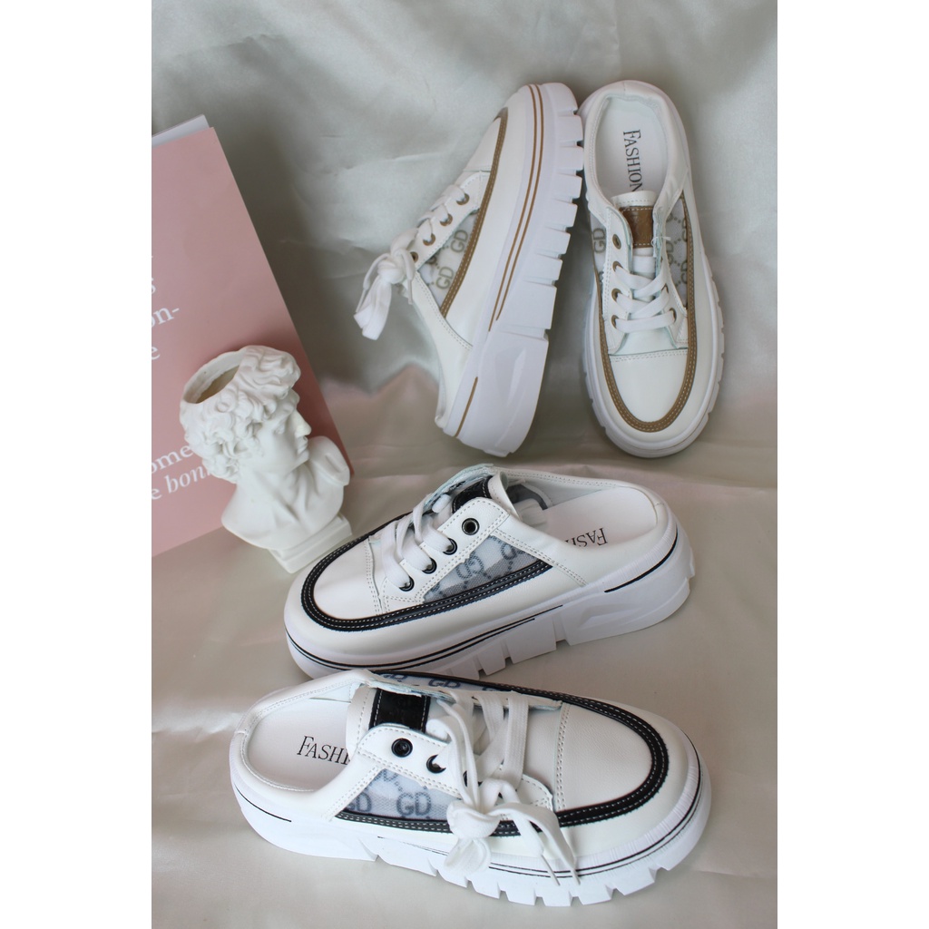 Free BOX Sepatu Sneakers Wanita Import Sepatu Sneaker Putih Sepatu Kanvas Wanita Kasual Polos Tali Premium Quality NS66526