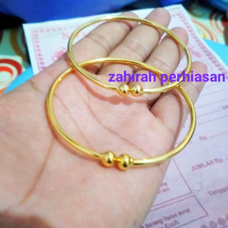 GELANG TANGAN WANITA DEWASA POLOS TERBUAT DARI COIN LOGAM LUAR ANTI LUNTUR