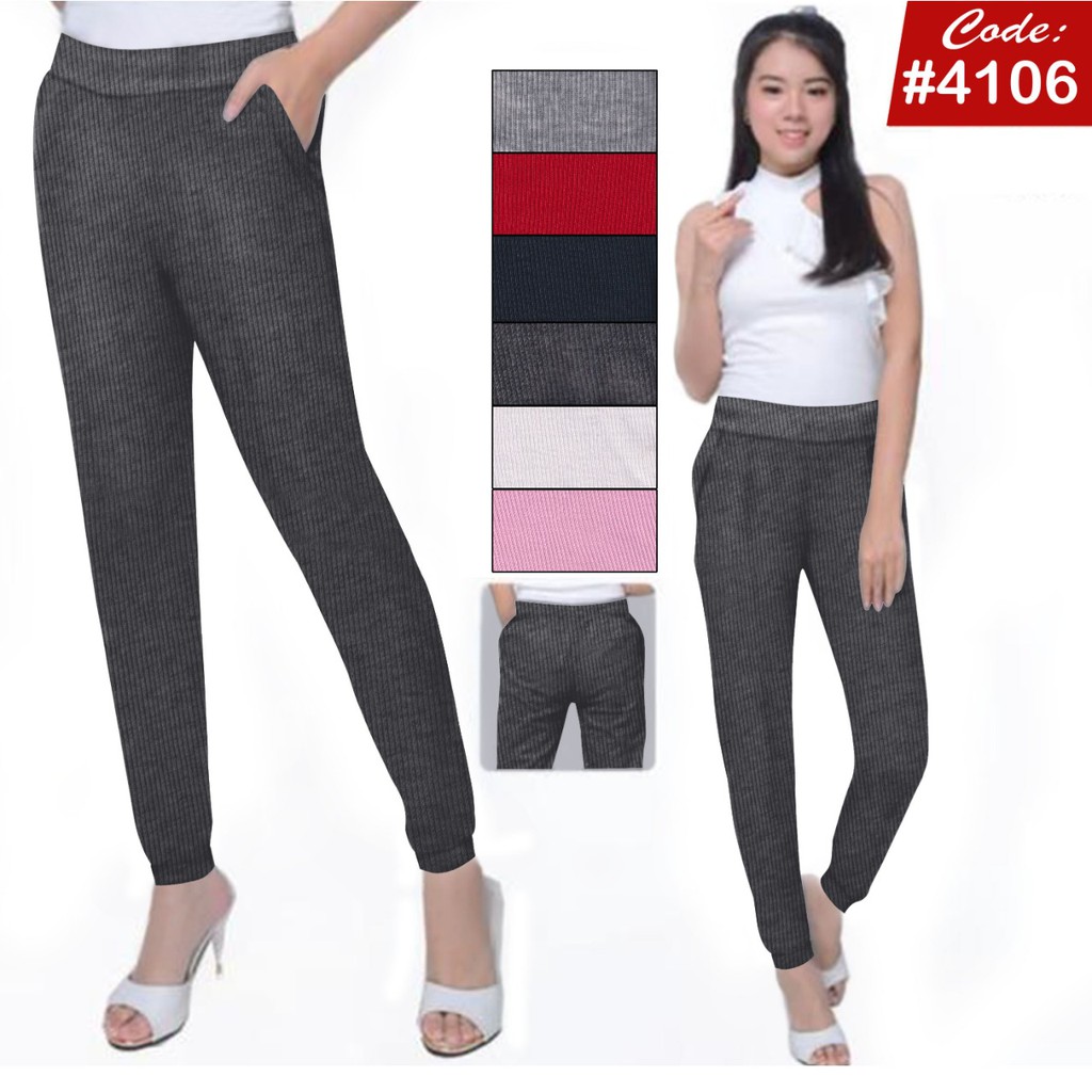 alicia.89 - CELANA PANJANG CEWEK KAOS RAJUT JOGGER # CELANA PANJANG WANITA DENGAN MODEL TERKINI
