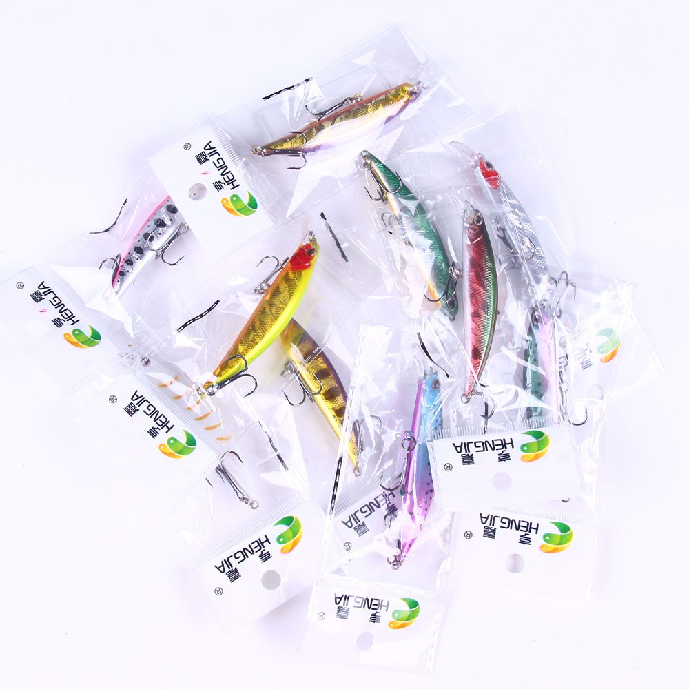 HENGJIA 10PCS Umpan Sinking Minnow 9cm 13g Lure Freshwater Bait Sea Fishing Lure Plastic Hard Bait Artificial bionic Bait