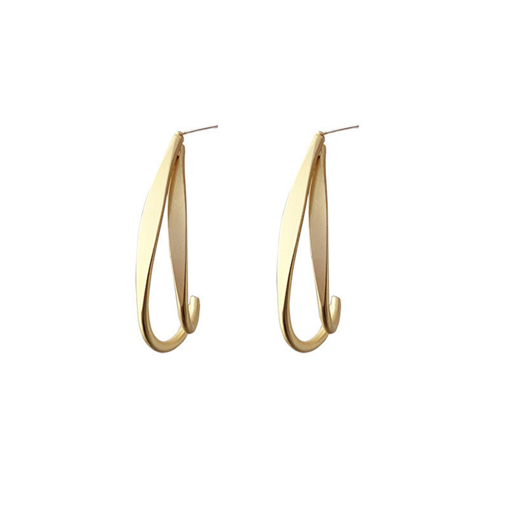 【COD Tangding】Korea Double-layer C-shaped Earrings Female Personality Simple Metal Simple Line Earstuds