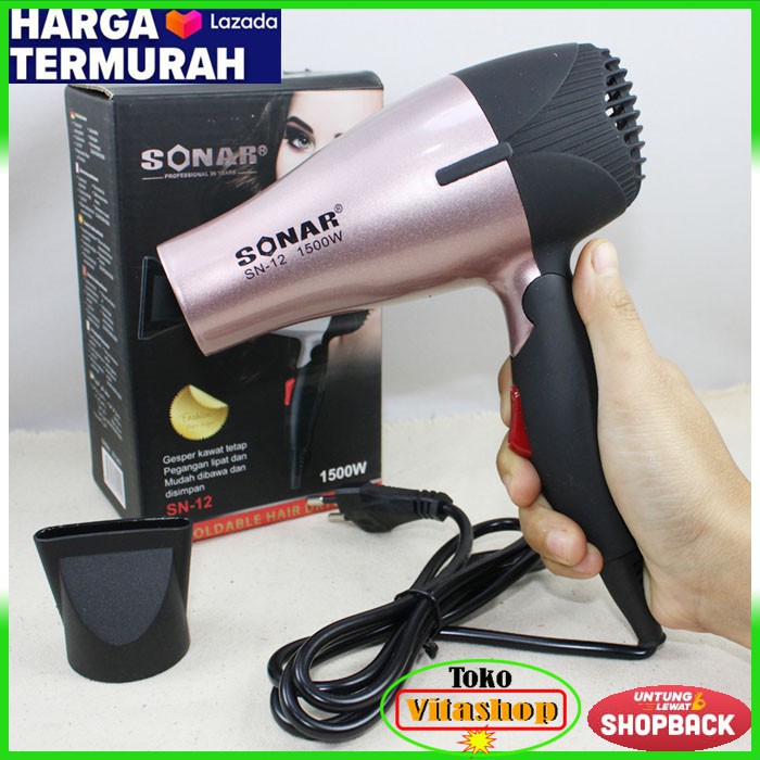 HAIR DRYER SONAR SN-12 LIPAT PENGERING RAMBUT MURAH 1500 WATT ORIGINAL