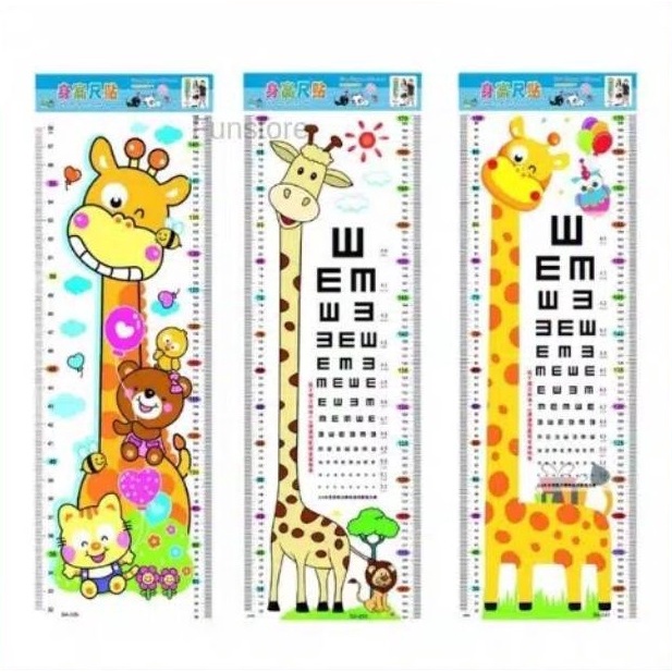 Stiker Dinding Gambar Kartun Anak, Alat Ukur Tinggi Badan PVC untuk Anak