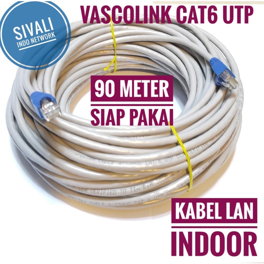 90 METER VASCOLINK KABEL LAN CAT6 SIAP PAKAI