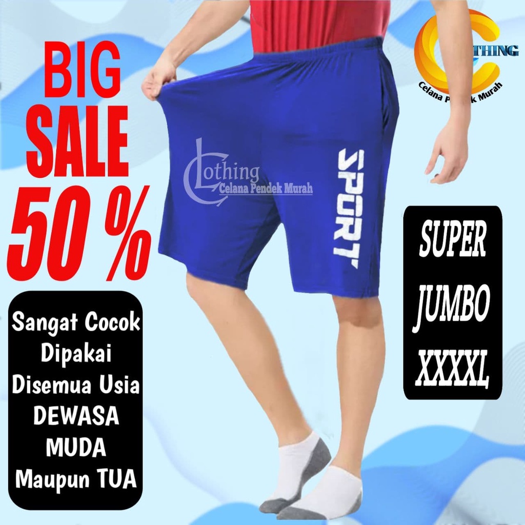 Celana Pendek Short Pants Pria Super Jumbo Dewasa Polos Harian Selutut Laki Laki Big Size Pinggang K