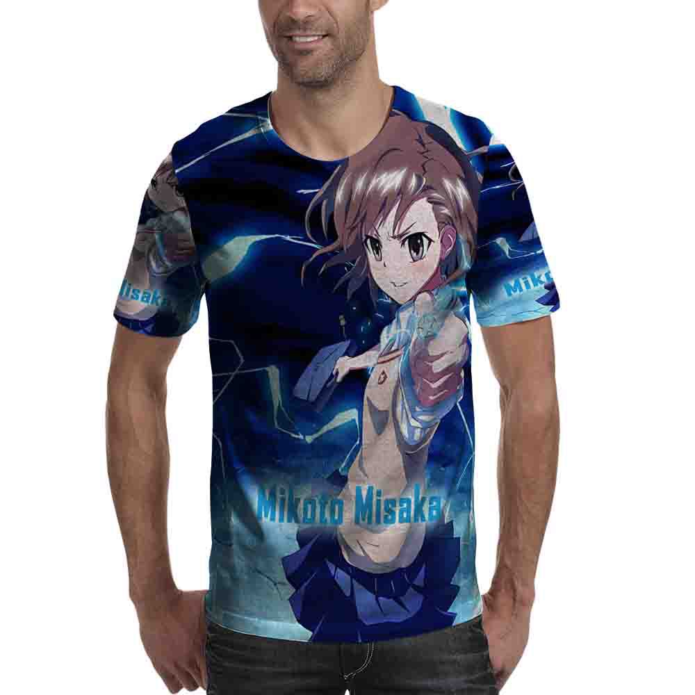 Mikoto Misaka Kaos Fullprint Bahan Polyester Untuk Pria