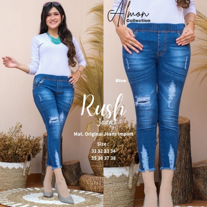 (28-42)RUSH JEANS|TIFANNY JEANS|CELANA JEANS 7/9 SOBEK TIDAK TEMBUS