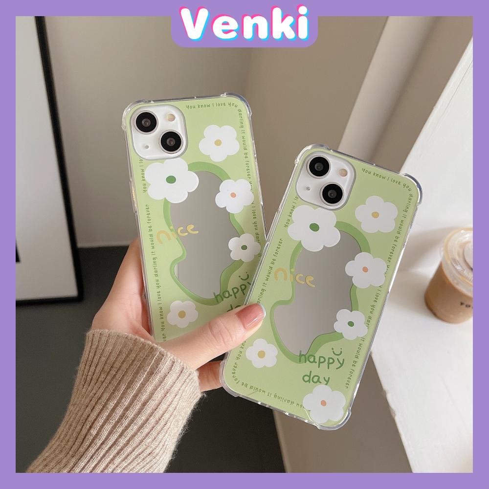 iPhone Case Acrylic HD Makeup Mirror Airbag Shockproof Protection Camera Green Tulip Flowers Compatible For iPhone 11 iPhone 13 Pro Max iPhone 12 Pro Max iPhone 7 Plus iPhone xr