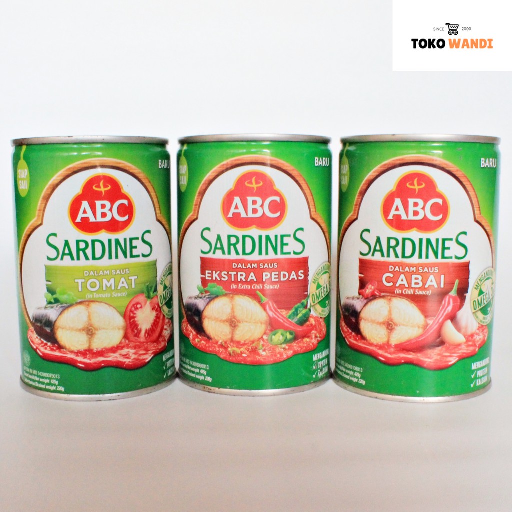 

ABC SARDINES / SARDEN 155 & 425 GRAM DALAM SAUS CABAI / EXTRA PEDAS / TOMAT