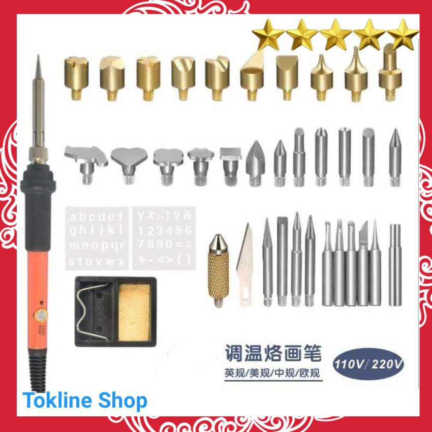 

Laris Solder Alat Lukis Wood Burning Pen Pyrography 37 Set Berkualitas