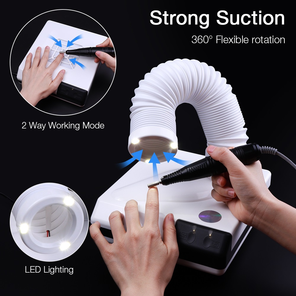 Profesional Nail Art Debu Collector 65W Debu Kolektor Kuat Fan Vacuum Cleaner Nail Untuk Manikur