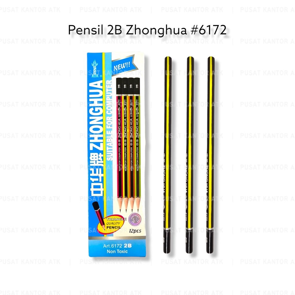 

Pensil 2B Impor ZhongHua Pencil Pena Pensil Kayu Warna Warni Lusinan