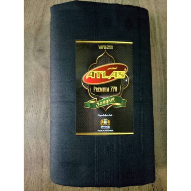 Sarung Atlas Premium 770 Songket Hitam Kerapatan 5500 Benang