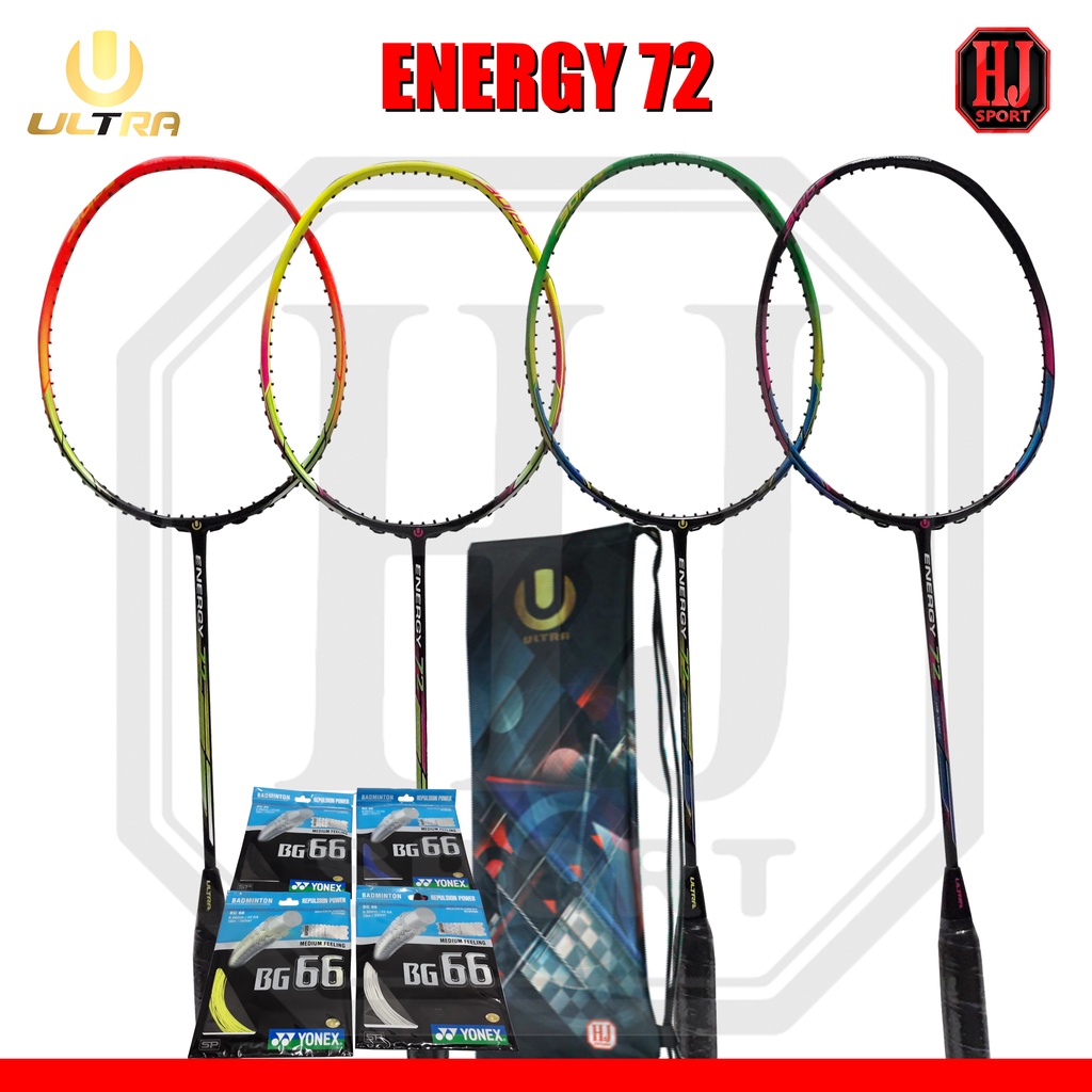 Raket Original Ultra Energy 72 Bonus Senar dan Tas Badminton
