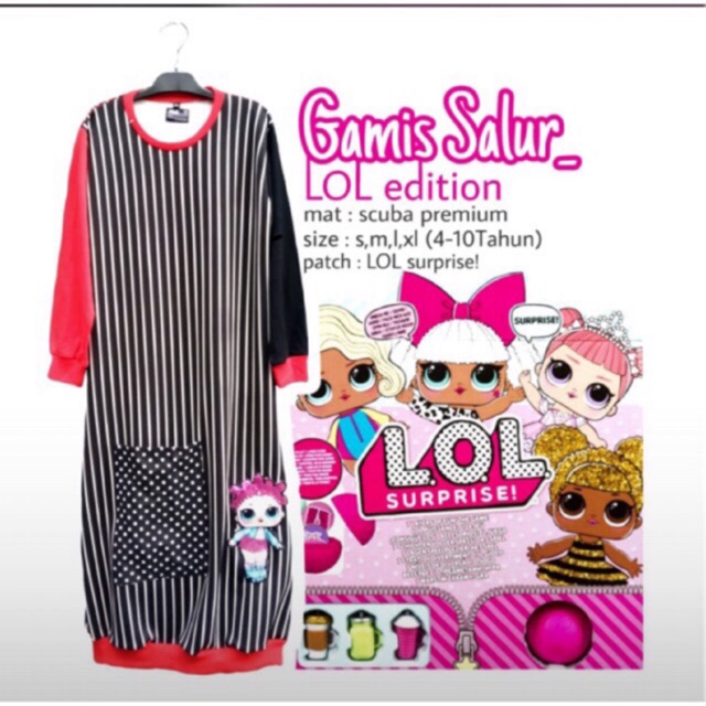 Gamis kaos anak salur stripe scuba untuk anak 4 - 9 tahun little hijabers spt gamis upright