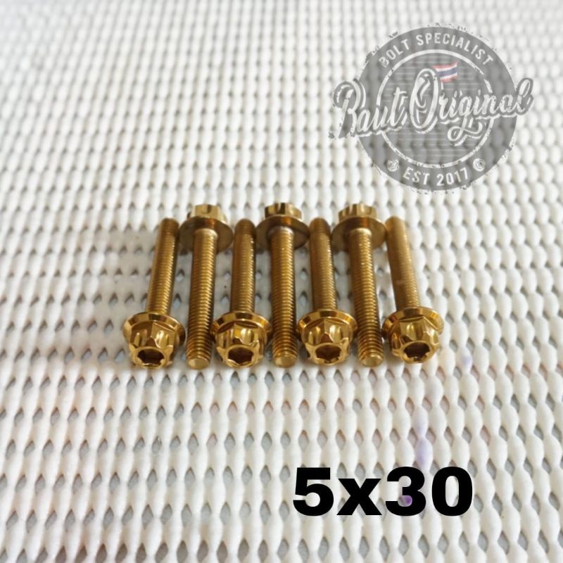 Baut probolt 5x30 gold new model drat 8 panjang 3cm Heng thailand