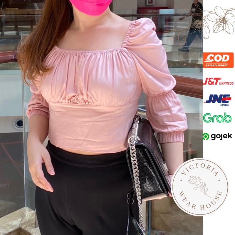 Kyo Top - Baju Crop Top Wanita / Baju Lengan Balon / Baju Lengan Puff / Blouse Korea Pakaian Wanita