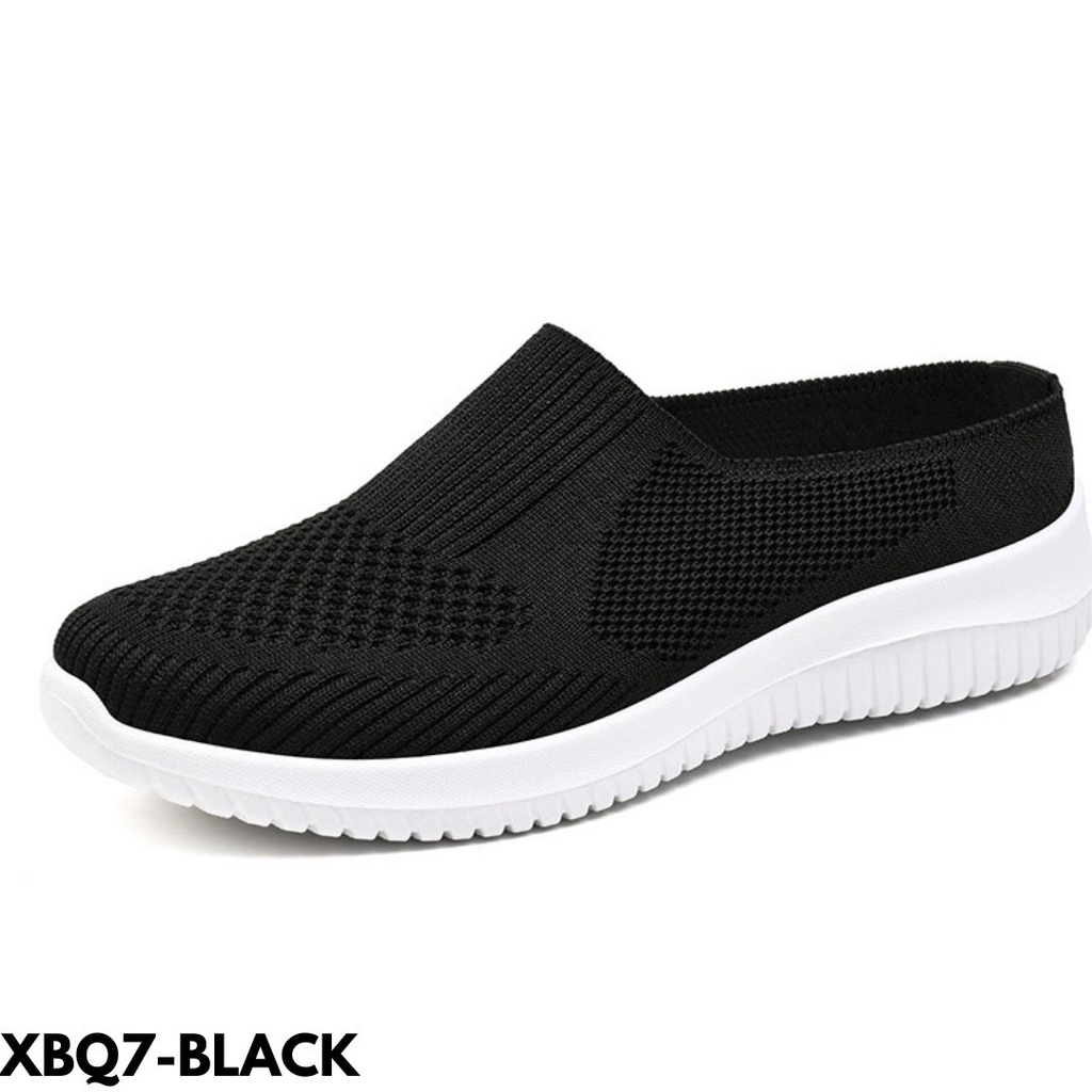 SEPATU SNEAKERS WANITA SLIP-ON JALAN MARKET KECE CASUAL FLYKNIT IMPORT BQ7