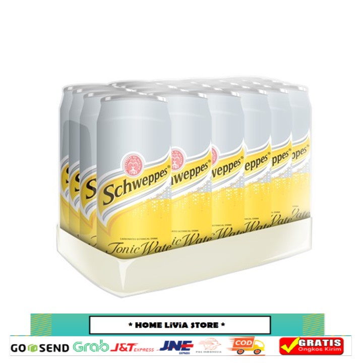

Schweppes Tonic Water Sleek Can Minuman Soda 330 ml x 24 (1 Case)