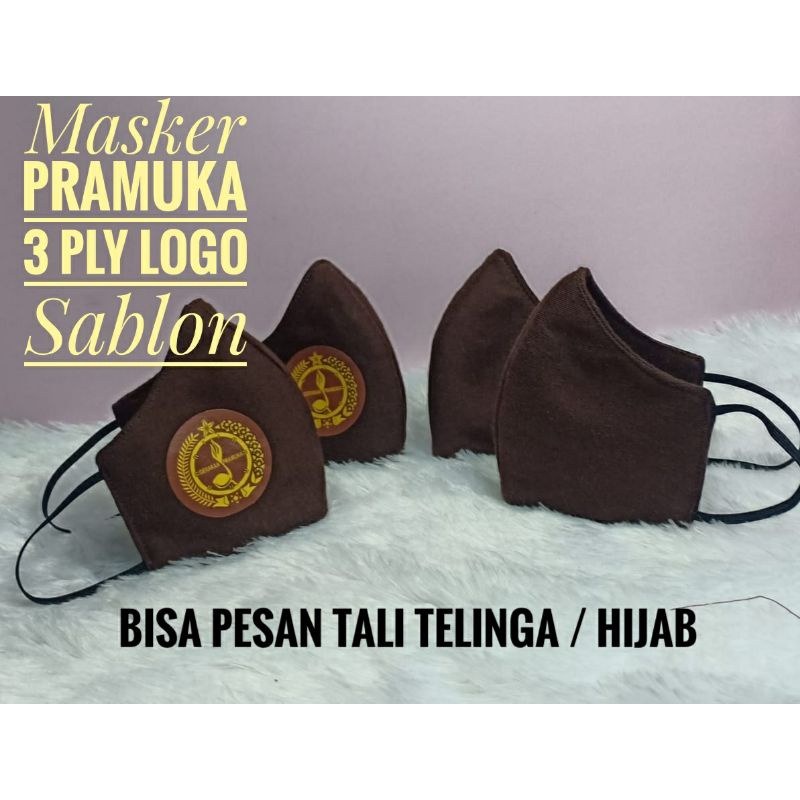 masker pramuka 3 ply logo sablon/ bordir