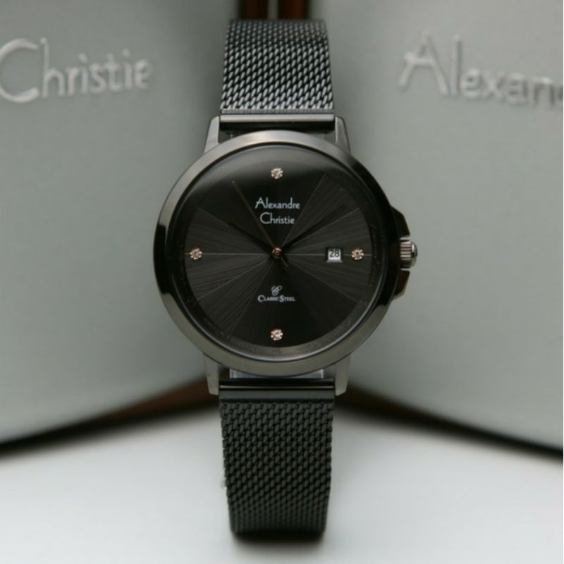 ALEXANDRE CHRISTIE AC 2865 FULL BLACK WANITA.ORIGINAL GARANSI RESMI 1 TAHUN
