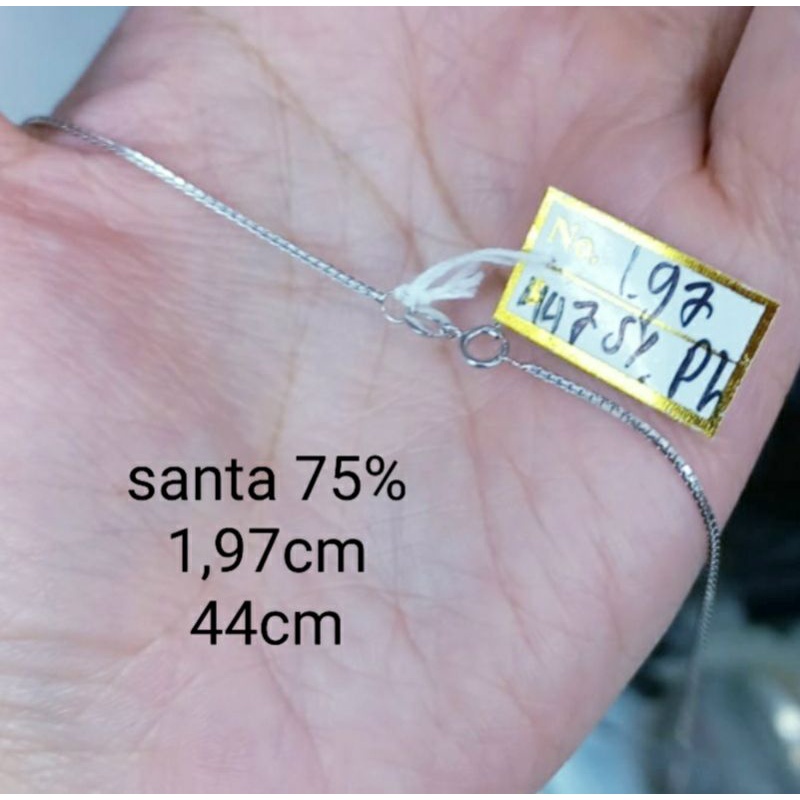 kalung italy santa emas putih 750 berat 1,97 gram