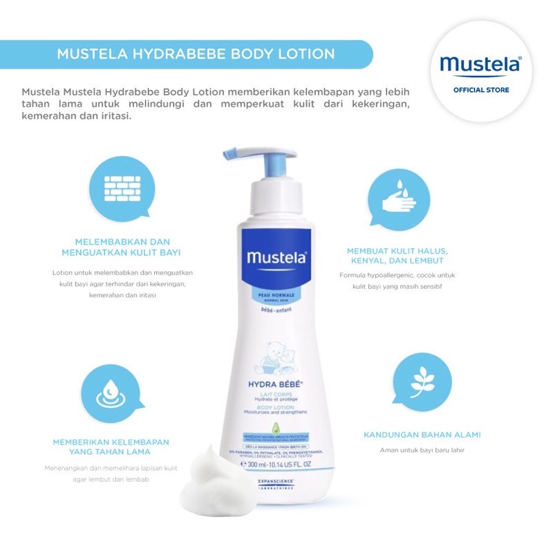 Mustela Hydra Bebe Body Lotion 300 ml / 500 ml Pelembab Kulit Bayi