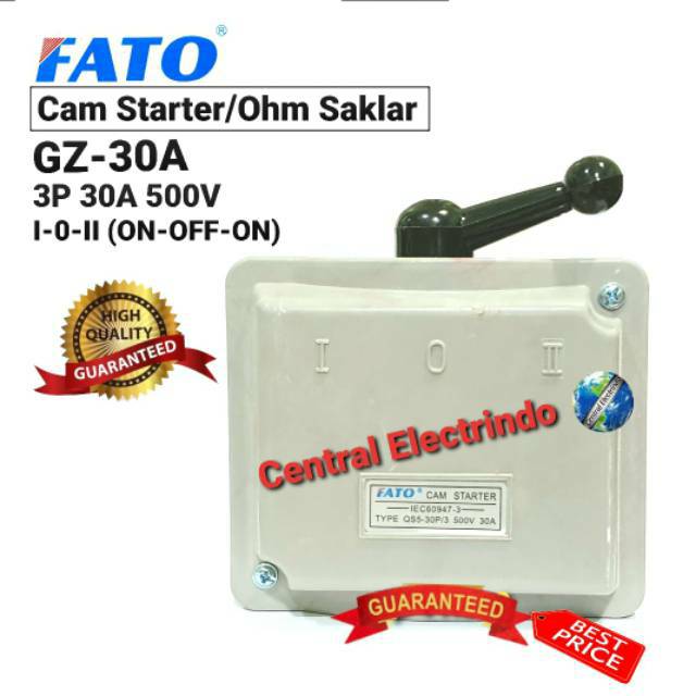 Cam Starter/Ohm Saklar FATO GZ-30A (6600Watt) 3P I-0-II (ON-OFF-ON).