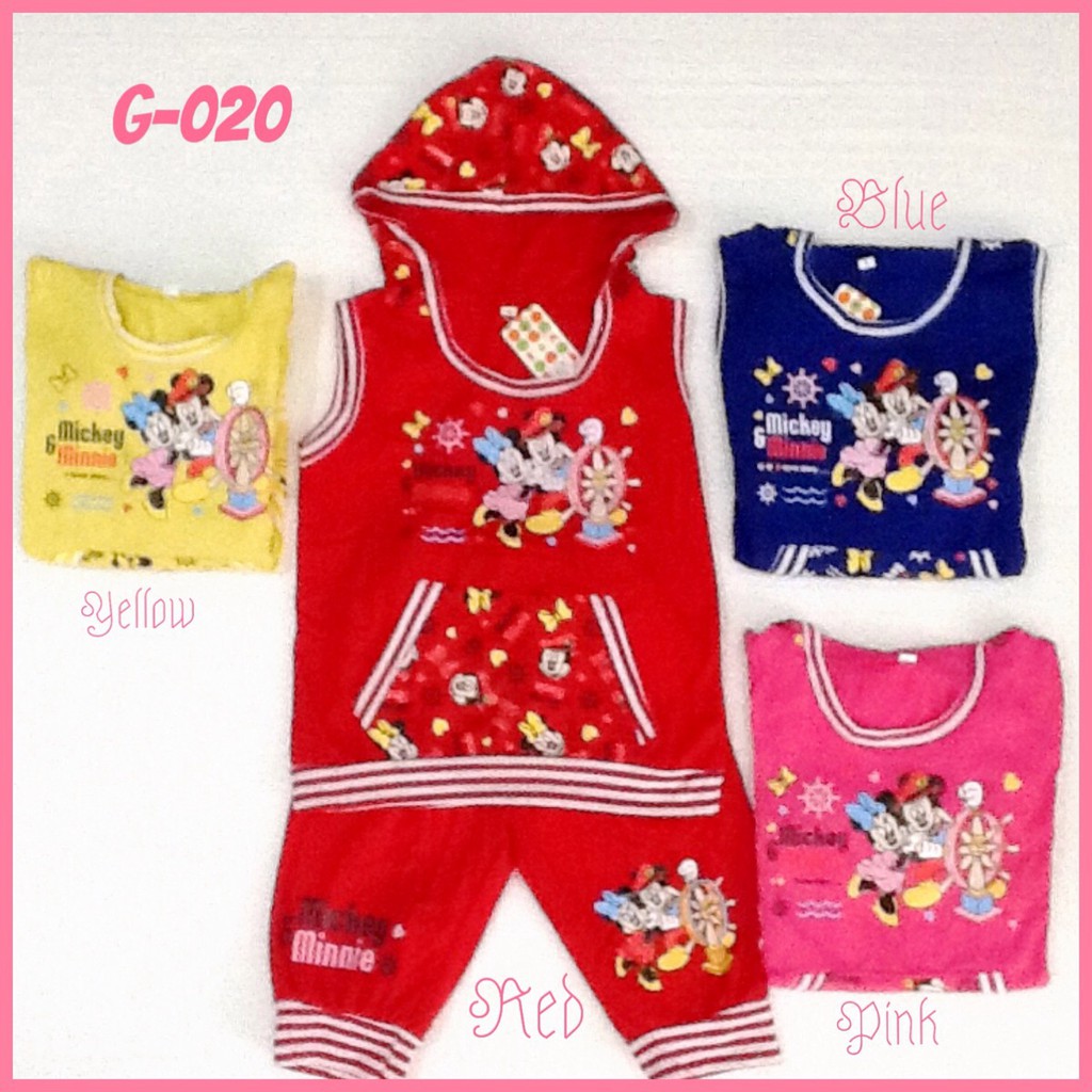 Baju kaos stelan hoodie topi anak perempuan