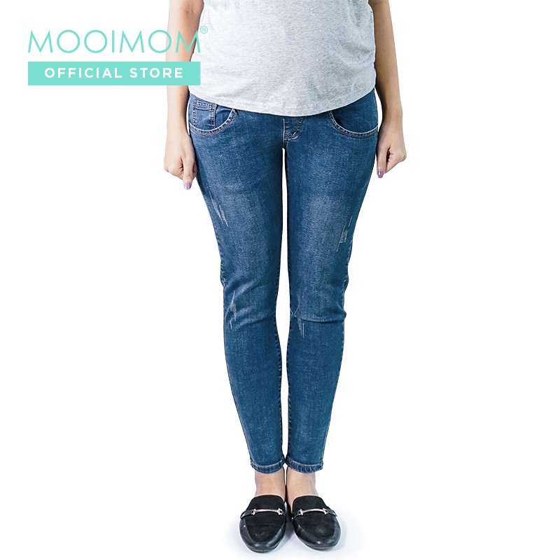 MOOIMOM Maternity Jeans  Navy Celana  Jeans  Ibu  Hamil  Navy 