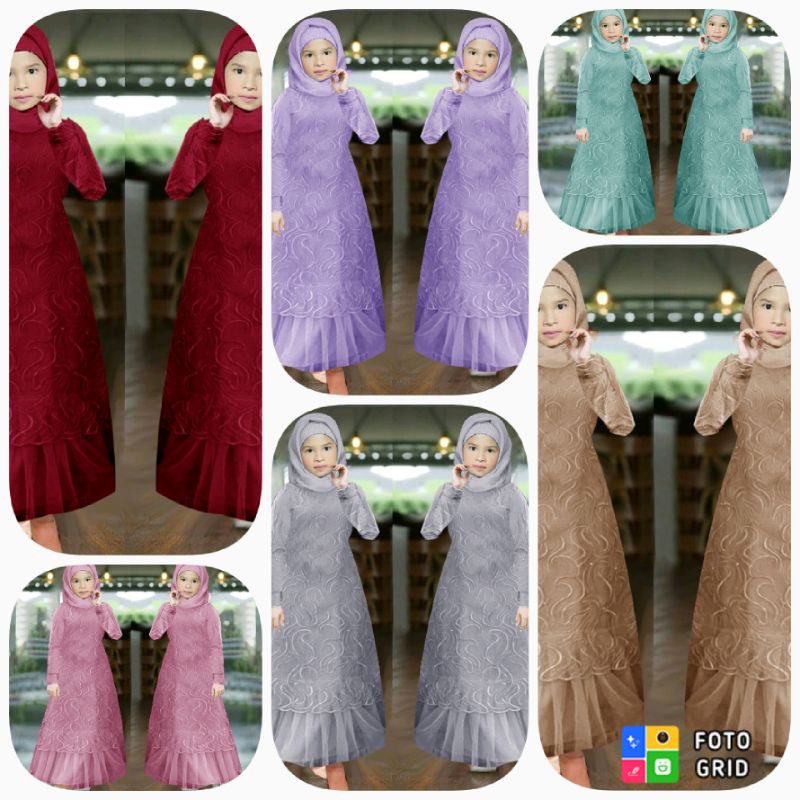 Baju Gamis Anak Wanita Tile Gaun Pesta Modern Modis Lamaran ke undangan maxy geraldine kid
