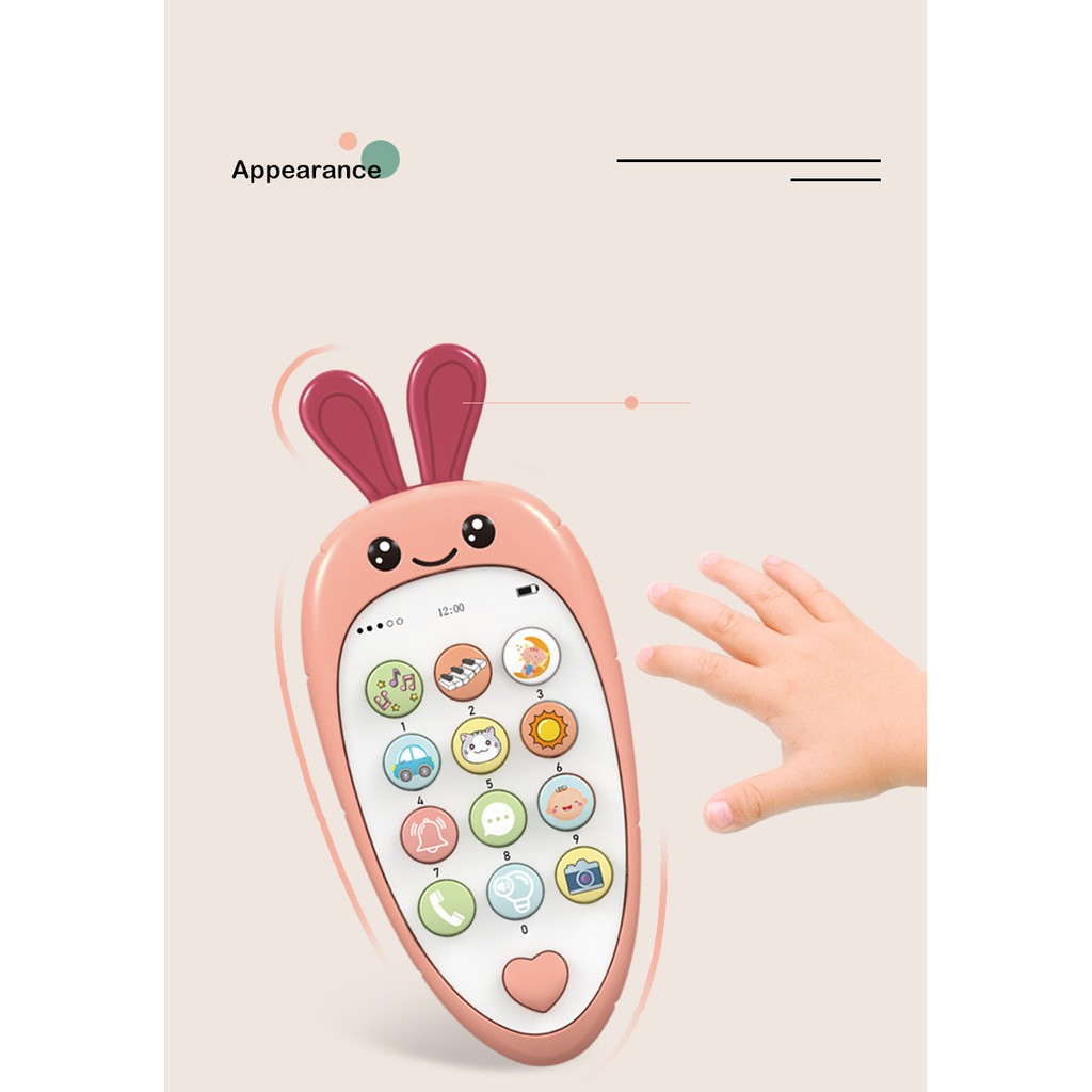 HP Mainan Anak Telepon Carrot Phone 2 in 1 Mainan Bayi Baby Teether Phone Bilingual