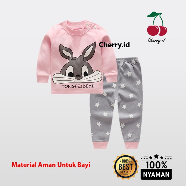 Cherry COD Baju Tidur Anak Import / Setelan Piyama Anak Import / Baju Anak Laki Laki / Baju Anak Perempuan PY56