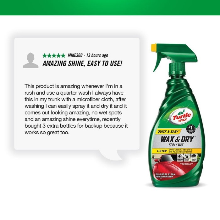 Turtle Wax Wax &amp; Dry Pengkilap Instant Mobil Motor 769 ml