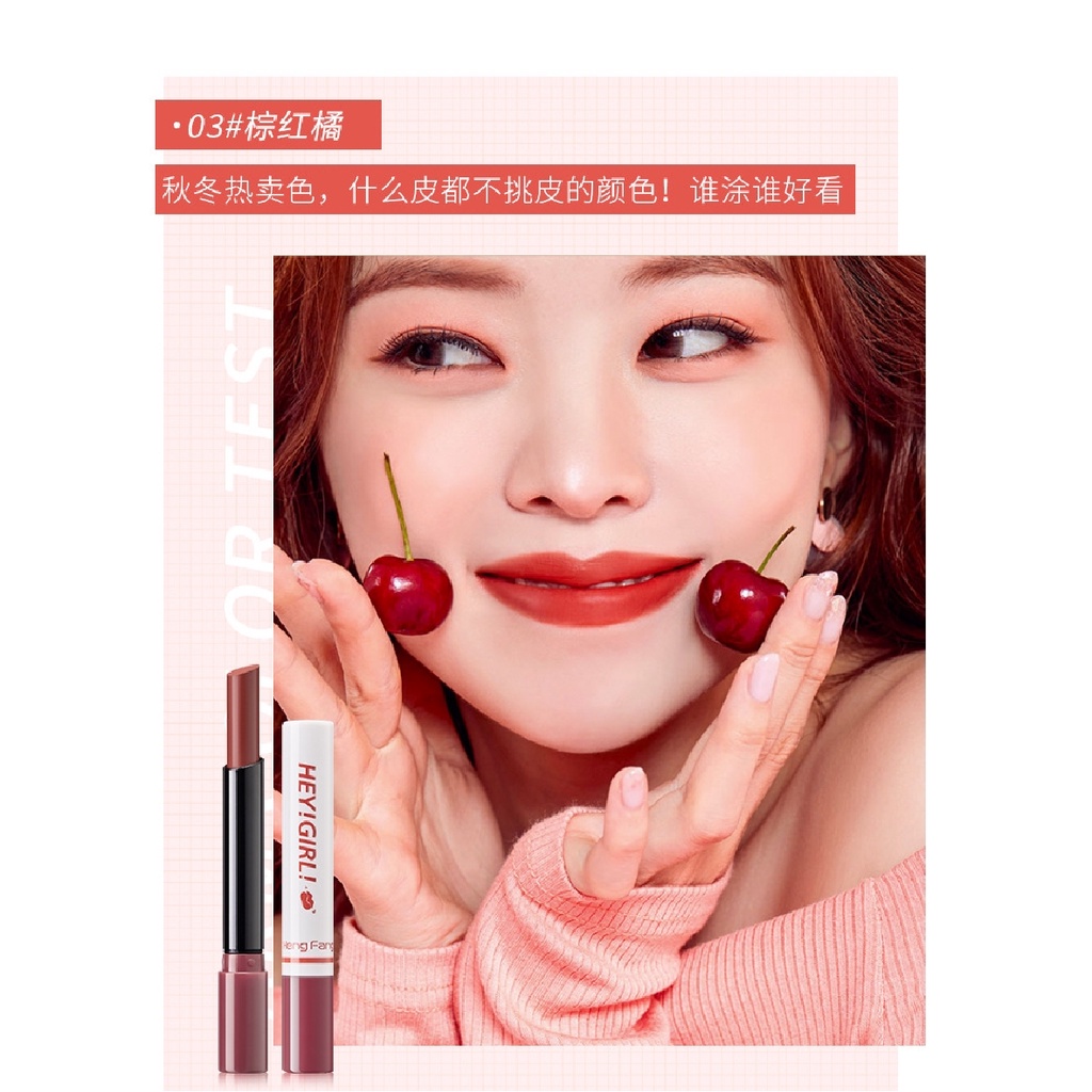 (4 IN 1) Lipstick HengFang Hey Girl Smoke Lips Lipstick Matte 4 Warna Tahan Lama Gaya Korea