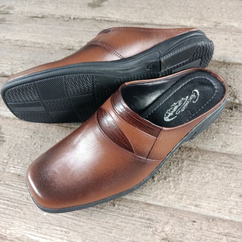 sepatu sandal kulit asli 03 coklat murah nyaman dipakai sol enggak licin