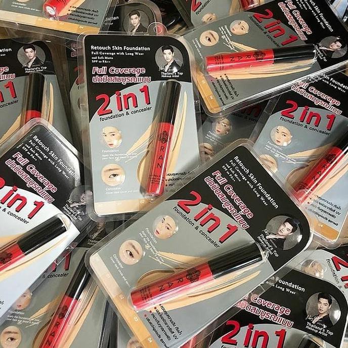 relaecnoc- ran cosmetic 2 in 1 retouch skin foundation & concealer by nongchat - amber -original.