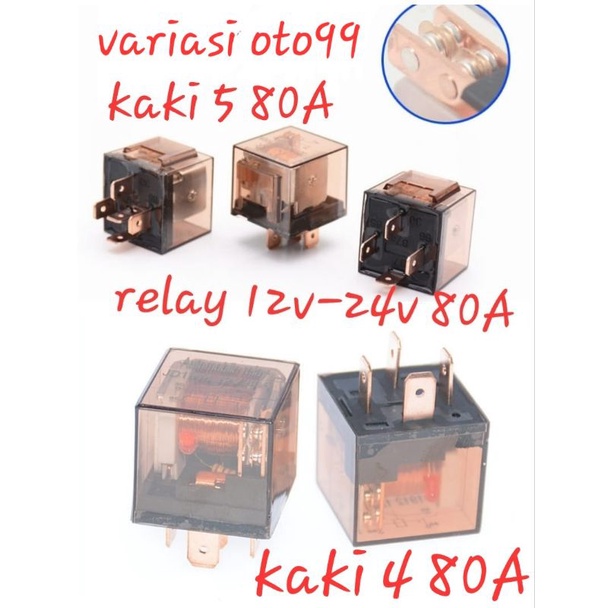 Relay Klakson Relay Transparan 4 Kaki 5 Kaki 12V &amp; 24 Volt 80A