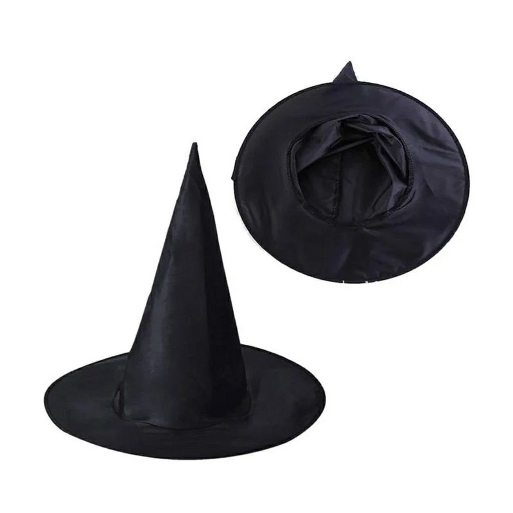 Topi Kostum Nenek Sihir Penyihir Witch Hat Pesta Halloween Party Hitam