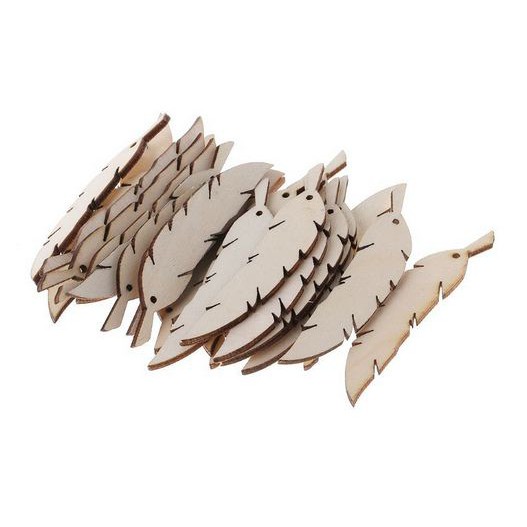 Wooden Embellishments - Feather Shape (10pcs)