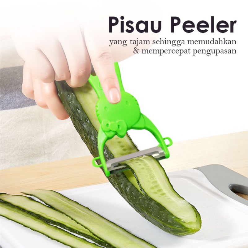 WHI Pisau Dapur Set Talenan Dapur Lengkap Dengan Pisau Dan Peeler 5 In 1 Pisau Gold Serbaguna