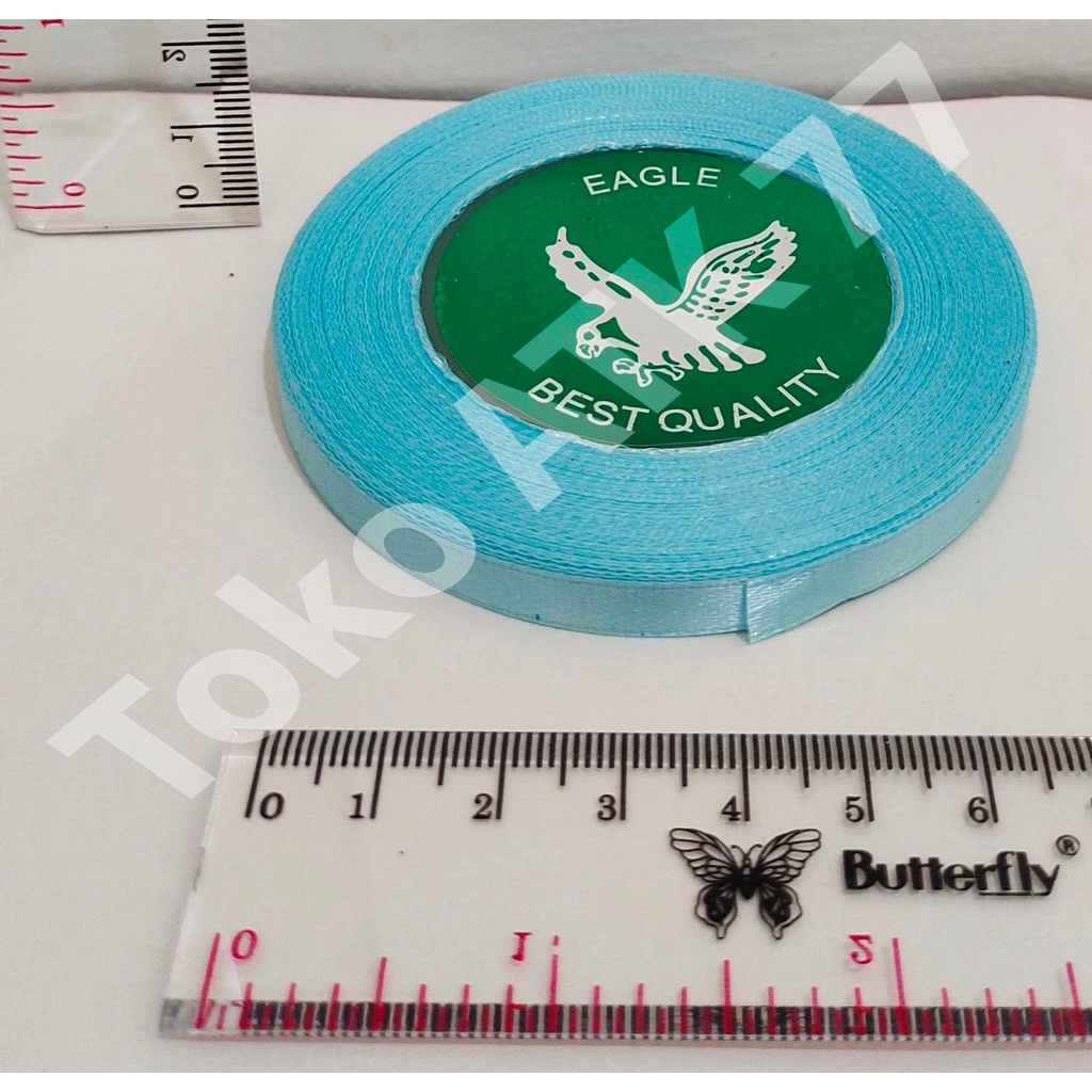

Pita Kado Kain Satin 0.25" 0,25" 1/4" seperempat inch Biru Muda READY STOCK