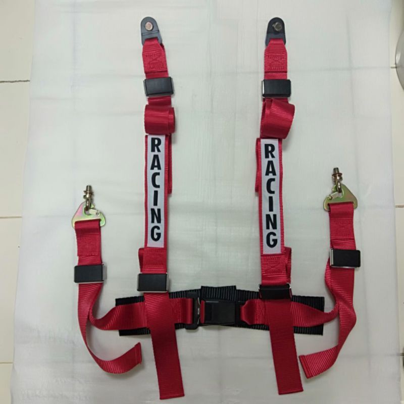 safetybelt seatbelt sabuk pengaman mobil racing 4 titik poin warna biru merah hitam off road universal