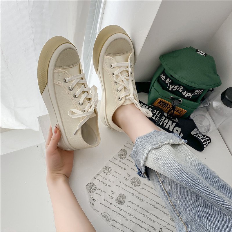 [DUNIA FASHION] Sepatu Wanita Taeyong Sepatu Sneakers Wanita Sport Shoes Cream DF-544