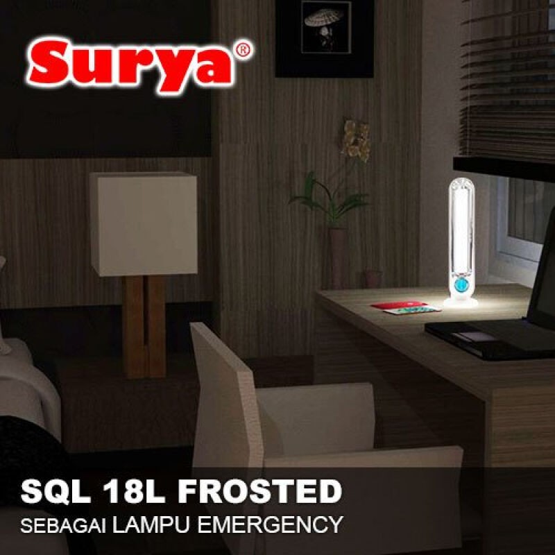 Surya Lampu Emergency SQL 18L FROSTED Light LED 18 SMD With Dimmer Switch Rechargeable 12 Hours