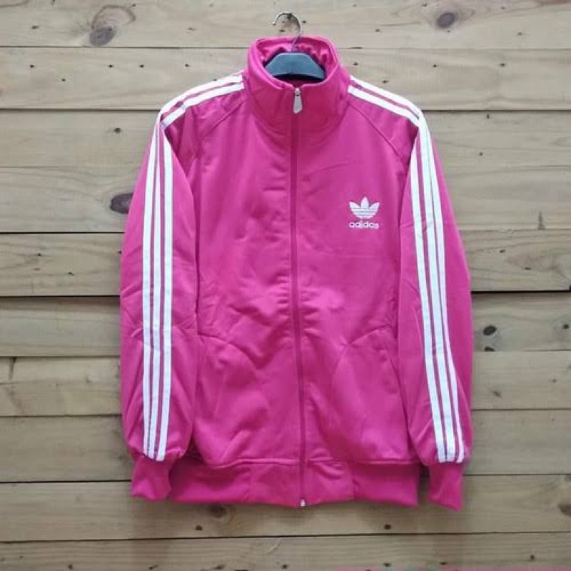 JAKET ADIDAS NEW PINK FUSCHIA LIST PUTIH