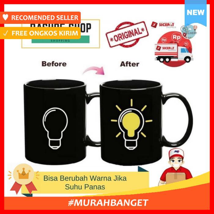 GELAS & MUG - CANGKIR GELAS AJAIB MUG UNIK KREATIF LED MOTIF BOHLAM - PERALATAN MAKAN