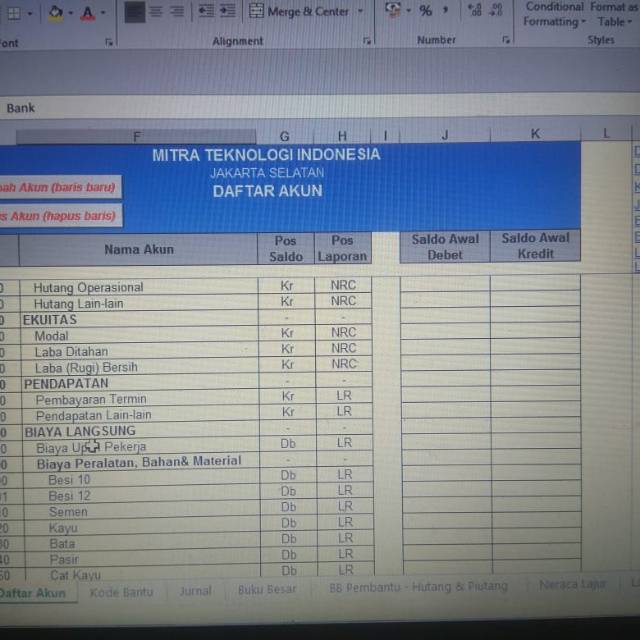 Program Software Aplikasi Excel Akuntansi Laporan Keuangan