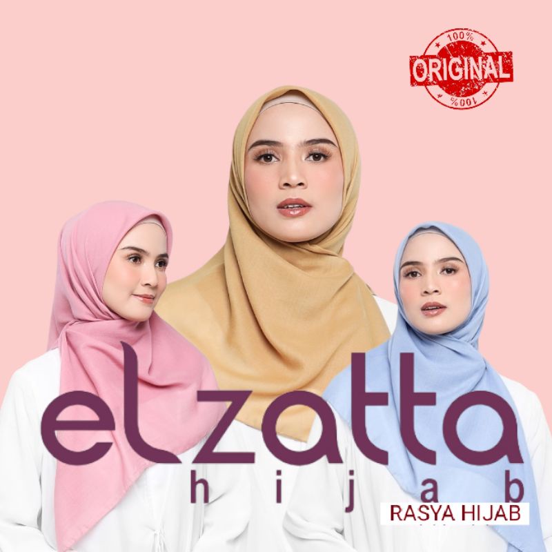 Jilbab Segiempat Polos Hitam Elzatta Hijab Kerudung Segi Empat Scarf Ori